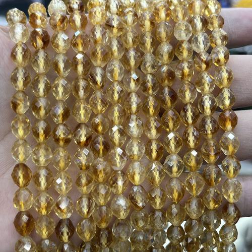Natural Citrine Beads, Oval, fashion jewelry & DIY & faceted, yellow, Length about 6.5-7.6mm Approx 38 cm 