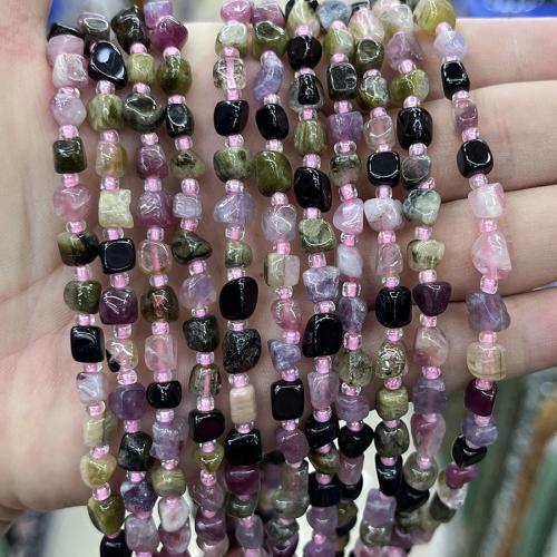 Natürlicher Turmalin Perlen, Klumpen, Modeschmuck & DIY, gemischte Farben, Length about 6-7mm, Länge:ca. 38 cm, verkauft von Strang