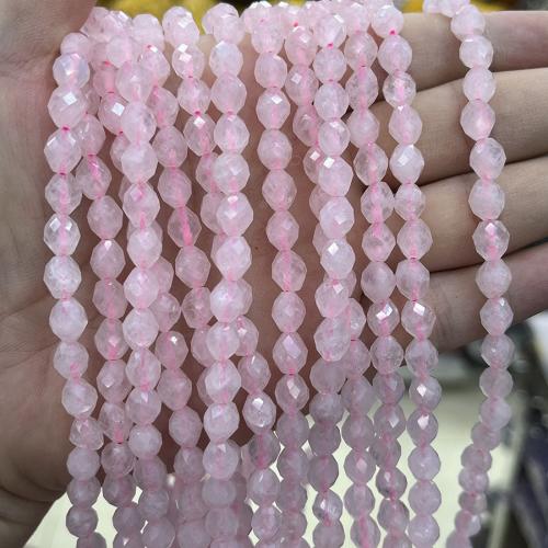 Natural Rose Quartz Beads, Oval, fashion jewelry & DIY & faceted, pink, Length about 6.5-7.6mm Approx 38 cm 