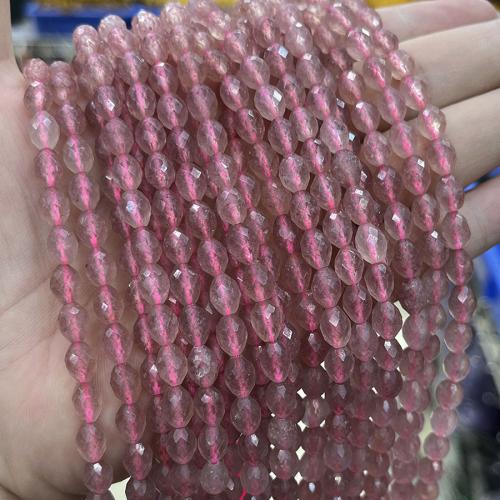 Mix Color Quartz Beads, Strawberry Quartz, Oval, fashion jewelry & DIY & faceted, pink, Length about 6.5-7.5mm Approx 38 cm 