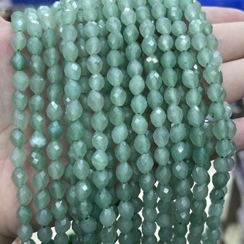 Green Aventurine Bead, Oval, fashion jewelry & DIY & faceted, green, Length about 6.5-7.6mm Approx 38 cm 