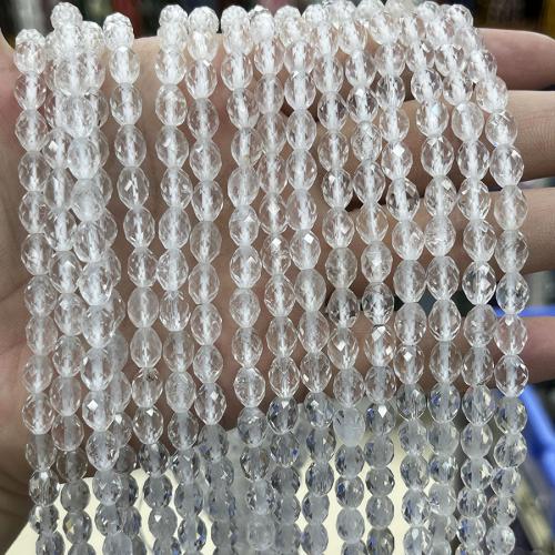 Natural Clear Quartz Beads, Oval, fashion jewelry & DIY & faceted, clear, Length about 6.5-7.6mm Approx 38 cm 