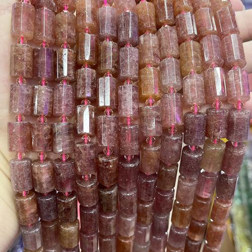 Mix Color Quartz Beads, Strawberry Quartz, Column, fashion jewelry & DIY & faceted, mixed colors, Length about 10-15mm Approx 38 cm 