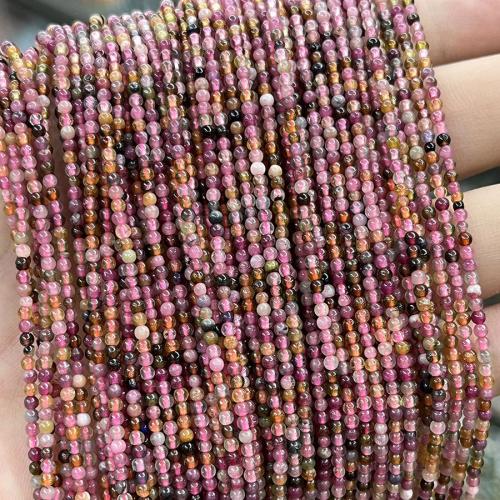 Natürlicher Turmalin Perlen, rund, Modeschmuck & DIY, gemischte Farben, 2.3mm, Länge:ca. 38 cm, verkauft von Strang