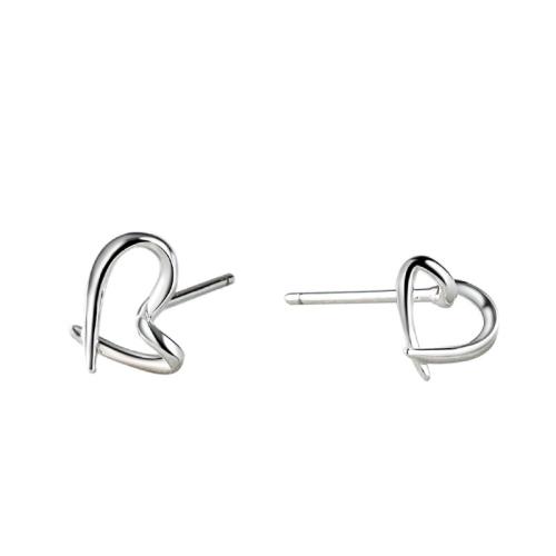 Sterling Silver Stud Earring, Argent sterling 925, coeur, bijoux de mode & pour femme Vendu par paire