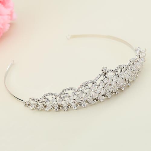 Bridal Tiaras, Zinc Alloy, with Crystal, fashion jewelry & for woman, silver color 
