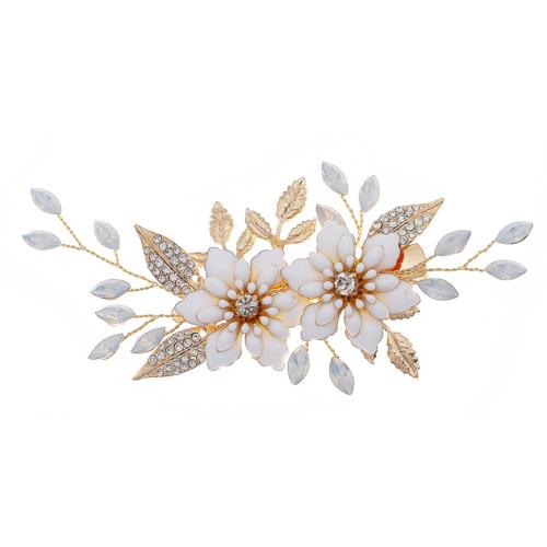 Alligator Hair Clip, Zinc Alloy, with Brass, fashion jewelry & for woman & with rhinestone, golden 