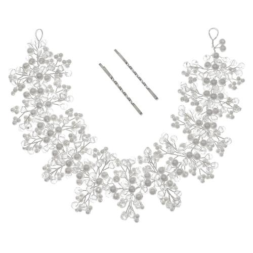 Rhombus Fimo Perlen, Zinklegierung, mit Kristall & Kunststoff Perlen, Modeschmuck & für Frau, Silberfarbe, verkauft von Strang