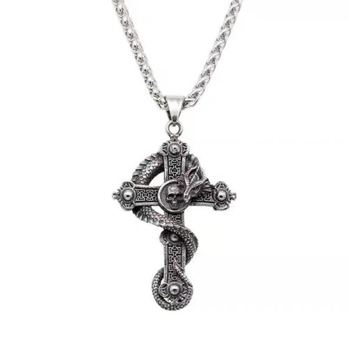 Stainless Steel Jewelry Necklace, 304 Stainless Steel, Skull Cross  & for man 