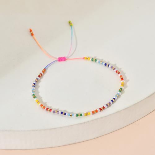Seed Beads Pearl Bracelets, Glass Seed Beads, with Knot Cord & Freshwater Pearl, handmade, fashion jewelry & adjustable & for woman, multi-colored Approx 16-20 cm 