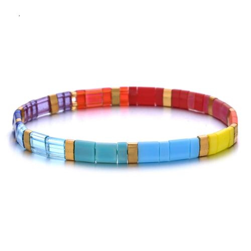 Glass Seed Beads Bracelets, TILA Beads, fashion jewelry & elastic & Unisex Approx 18 cm 