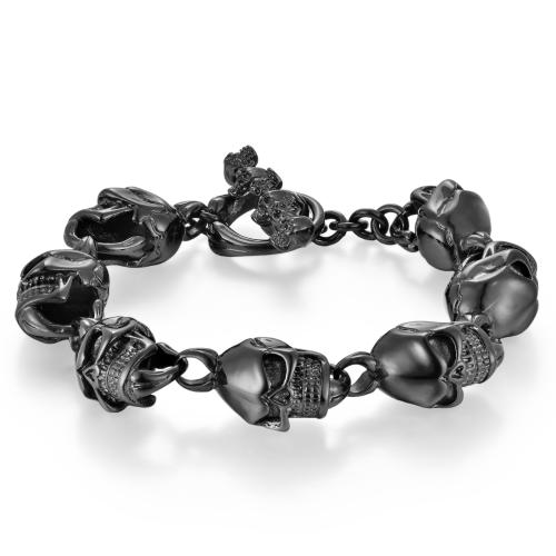 Stainless Steel Chain Bracelets, 304 Stainless Steel, Skull, plated, Unisex Approx 22 cm 