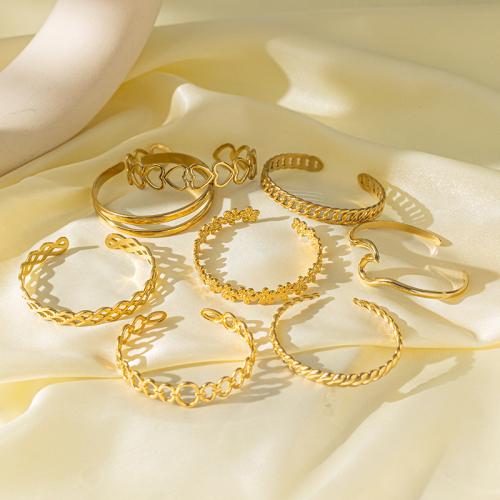 Acier titane bracelet manchette, Placage, styles différents pour le choix & pour femme, doré, Vendu par PC