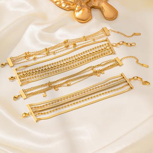 Titanium Steel Bracelet, plated & for woman, golden cm 