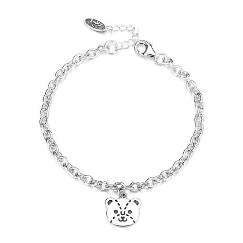 925 Sterling Silver Bracelet, with 1.2inch extender chain, Bear, Korean style & for woman Approx 6.7 Inch 