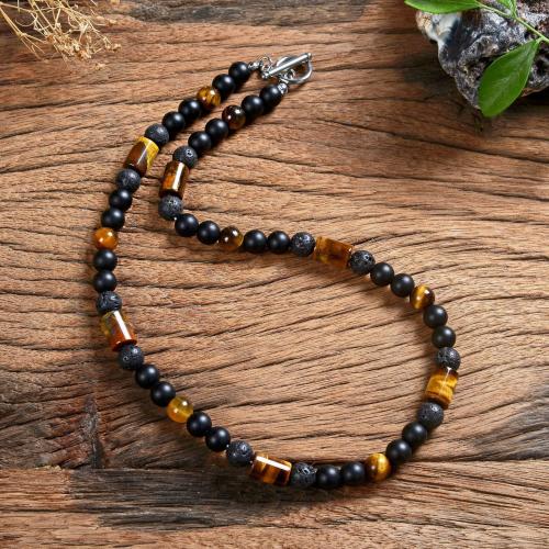Gemstone Necklaces, Natural Stone, with 316 Stainless Steel, fashion jewelry & for man Approx 45 cm 