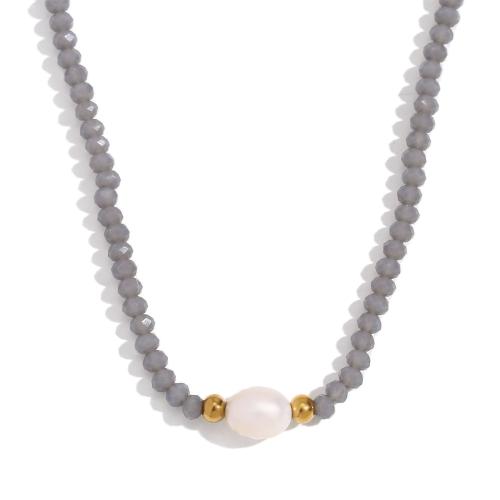 Natural Freshwater Pearl Necklace, Resin, with Freshwater Pearl & 304 Stainless Steel, with 5cm extender chain, fashion jewelry & for woman Approx 40 cm 