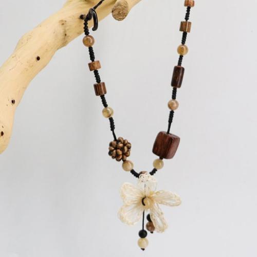 Wood Necklace, Wenge, with 10cm extender chain, handmade, fashion jewelry & for woman Approx 75 cm 