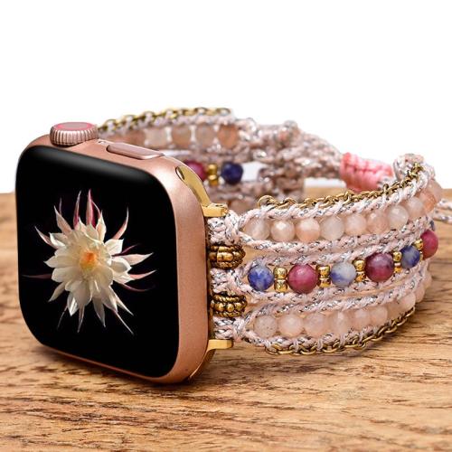Watch Band, Natural Stone, with Zinc Alloy, Adjustable & multilayer & for apple watch & Bohemian style & Unisex Approx 15 cm 