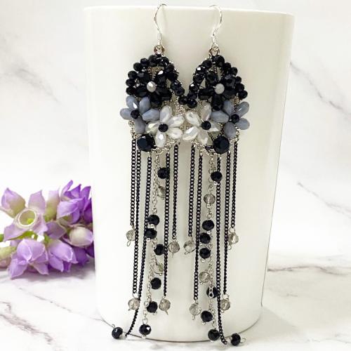 Fashion Fringe Earrings, Crystal, with Iron, Flower, stoving varnish, fashion jewelry & for woman 