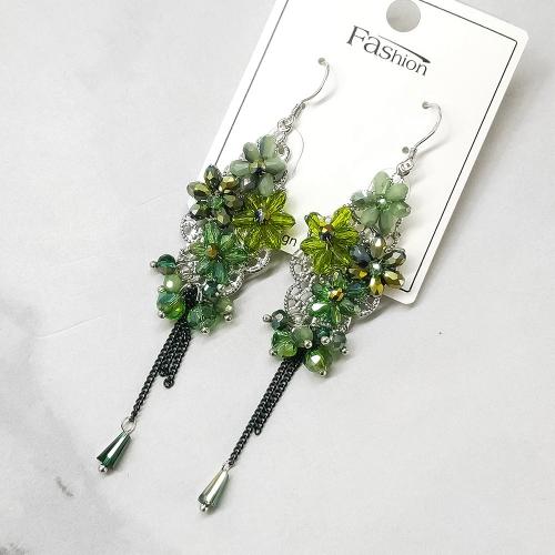 Fashion Fringe Earrings, Crystal, with Iron, Flower, plated, fashion jewelry & for woman 