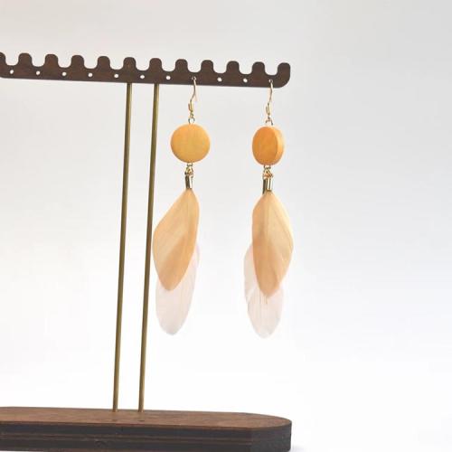 Fashion Feather Earring , with Wood, fashion jewelry & for woman 