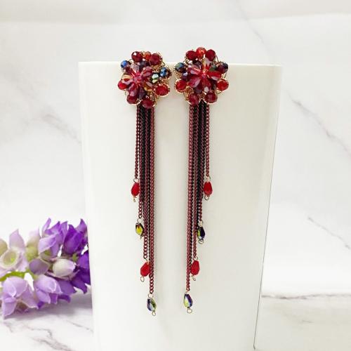 Fashion Fringe Earrings, Crystal, with Iron, Tassel, plated, fashion jewelry & for woman 