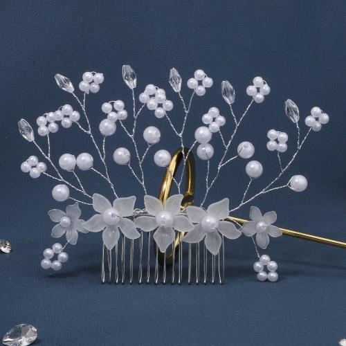 Decorative Hair Combs, Zinc Alloy, with Crystal & Plastic Pearl & Acrylic, fashion jewelry & for woman 
