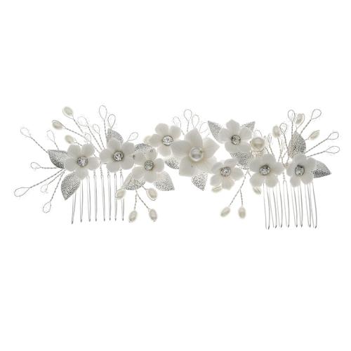 Decorative Hair Combs, Zinc Alloy, with Polymer Clay & Plastic Pearl, fashion jewelry & for woman & with rhinestone 