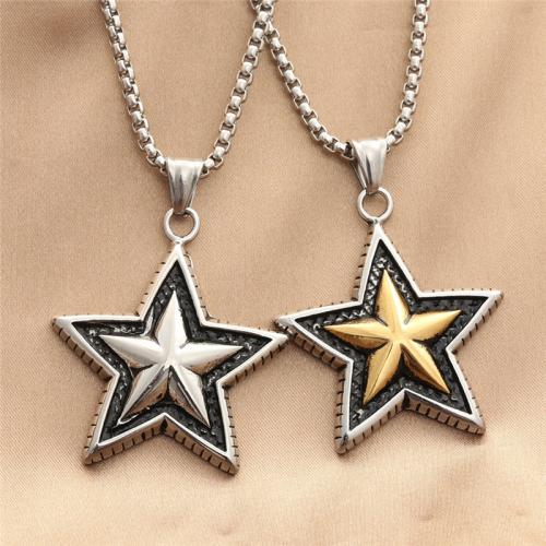 Stainless Steel Jewelry Necklace, 304 Stainless Steel, Star, polished, fashion jewelry & for man Approx 60 cm 