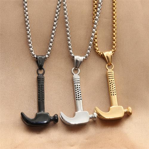 Stainless Steel Jewelry Necklace, 304 Stainless Steel, hammer, polished, fashion jewelry & for man Approx 60 cm 