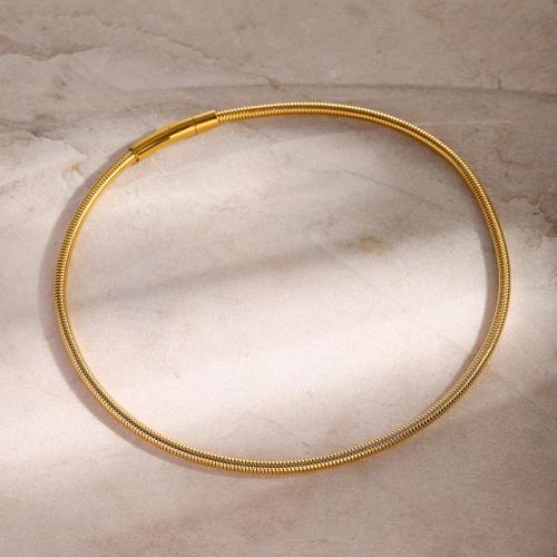 collier de chaîne en inox , Acier inoxydable 304, bijoux de mode & pour femme, doré, 5mm Environ 43 cm, Vendu par PC