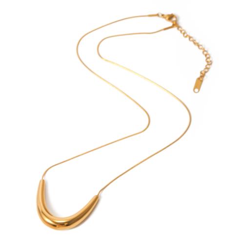 Stainless Steel Jewelry Necklace, 304 Stainless Steel, with 5cm extender chain, 18K gold plated, fashion jewelry & for woman, golden, 35.2mm Approx 45 cm 