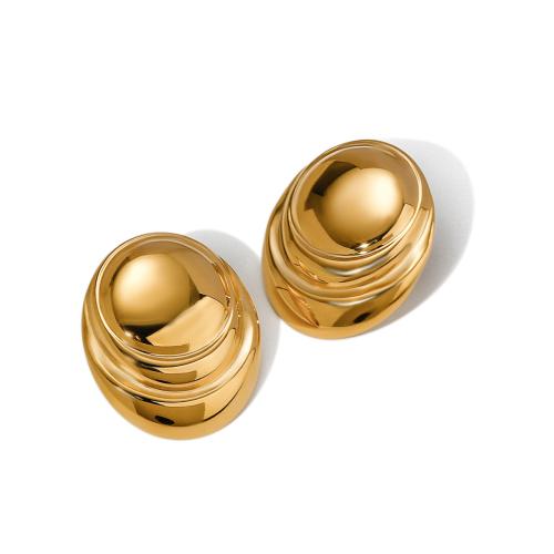 Edelstahl Stud Ohrring, 304 Edelstahl, 18K vergoldet, Modeschmuck & für Frau, goldfarben, 25.6x21.7mm, verkauft von Paar