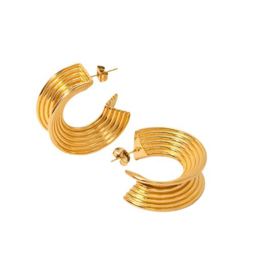 Edelstahl Stud Ohrring, 304 Edelstahl, 18K vergoldet, Modeschmuck & für Frau, goldfarben, 30x24mm, verkauft von Paar