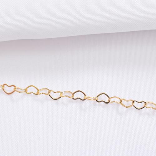 Brass Heart Chain, gold color plated, DIY [