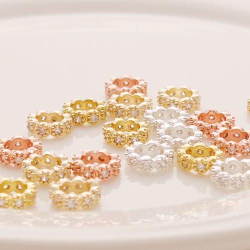 Zinc Alloy Spacer Beads, with Cubic Zirconia, plated, DIY 8mm [