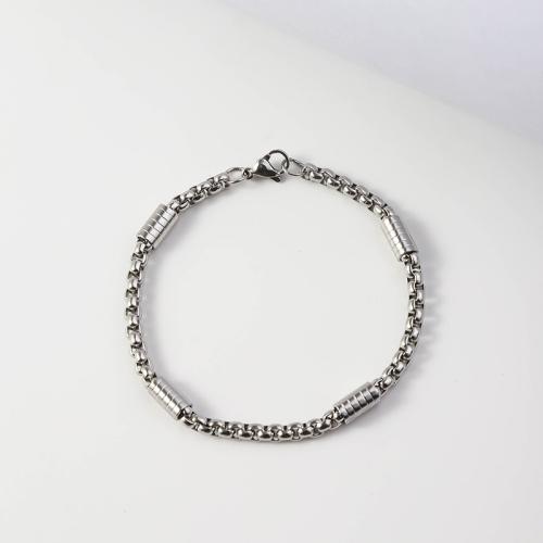 Titanium Steel Bracelet & Bangle, polished & for man, silver color 
