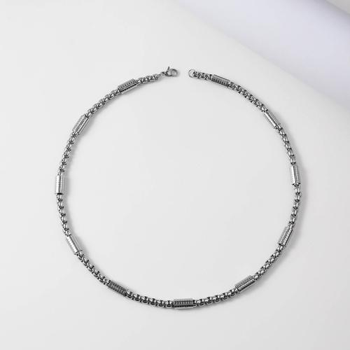 Titanium Steel Chain Necklace, polished & for man, silver color 