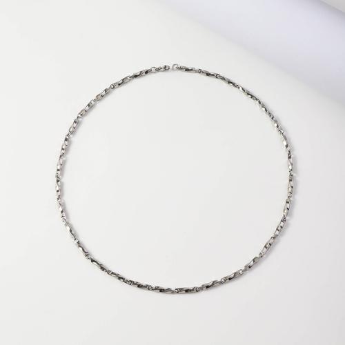 Titanium Steel Chain Necklace, polished & Unisex, silver color 