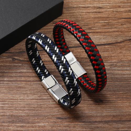 PU Leather Cord Bracelets, Zinc Alloy, with leather cord & PU Leather, Unisex 