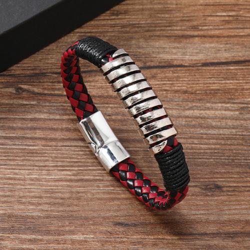 bracelet de cordon en PU , alliage de zinc, avec Aimant & cuir PU, pour homme, plus de couleurs à choisir, Vendu par PC