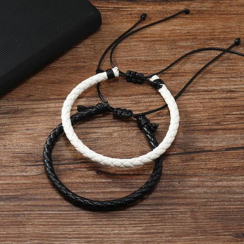 bracelet de cordon en PU , cuir PU, avec corde de cire, unisexe, plus de couleurs à choisir cm, Vendu par PC