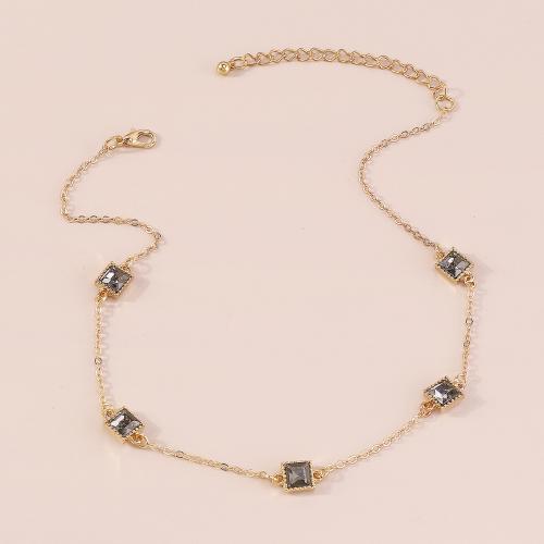collier de Stras en alliage Zinc, alliage de zinc, avec fer, bijoux de mode & pour femme & avec strass, plus de couleurs à choisir Environ 36-43 cm, Vendu par PC