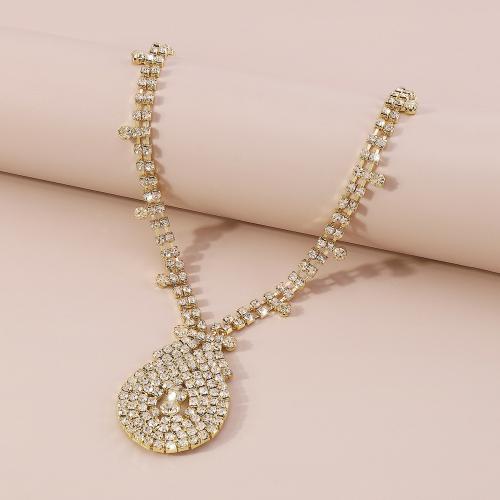 Rhinestone Zinc Alloy Necklace, fashion jewelry & for woman & with rhinestone Approx 36.5-47.5 cm 