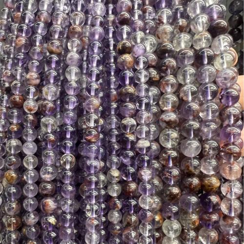 Фантом кварц бусы, Фиолетовый -Фантом- Кварц, Круглая, ювелирные изделия моды & DIY & разный размер для выбора, разноцветный, длина:Приблизительно 38 см, продается Strand
