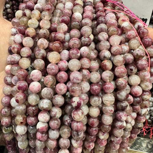 Natürlicher Turmalin Perlen, Plum Blossom Tourmalin, rund, Modeschmuck & verschiedenen Qualitäten für die Wahl & DIY & verschiedene Größen vorhanden, gemischte Farben, Länge:ca. 38 cm, verkauft von Strang