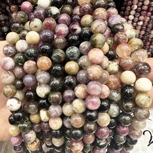 Natürlicher Turmalin Perlen, rund, Modeschmuck & DIY & verschiedene Größen vorhanden, gemischte Farben, Länge:ca. 38 cm, verkauft von Strang