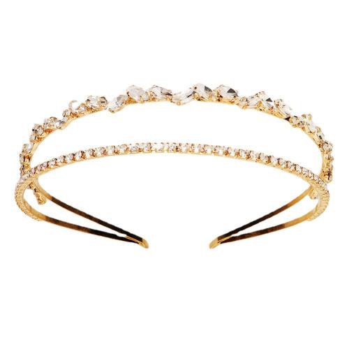 Hair Bands, Zinc Alloy, fashion jewelry & for woman & with rhinestone, golden 