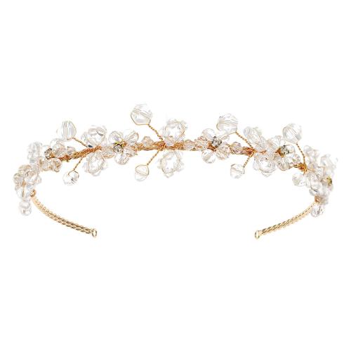Hair Bands, Zinc Alloy, with Crystal, fashion jewelry & for woman & with rhinestone, golden 